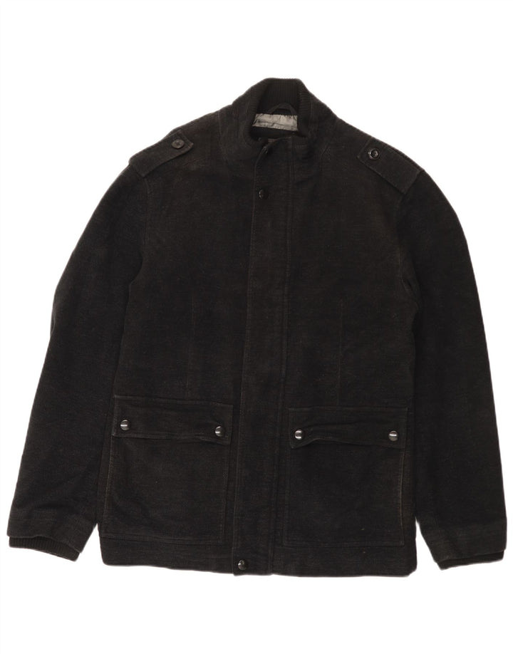 Jaqueta militar masculina Marks & Spencer Reino Unido 36 algodão preto pequeno