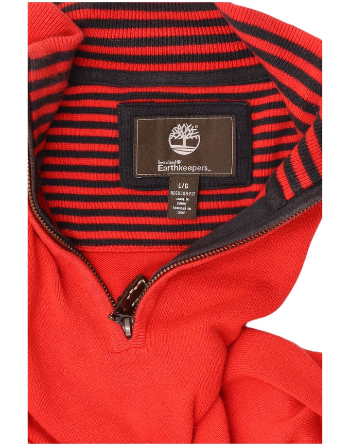 Suéter masculino Timberland Earthkeepers regular fit com zíper e gola grande vermelho