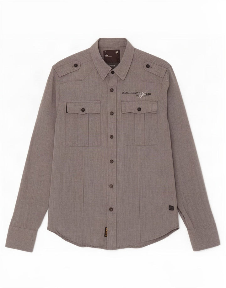 Camisa militar masculina G-Star algodão cinza médio