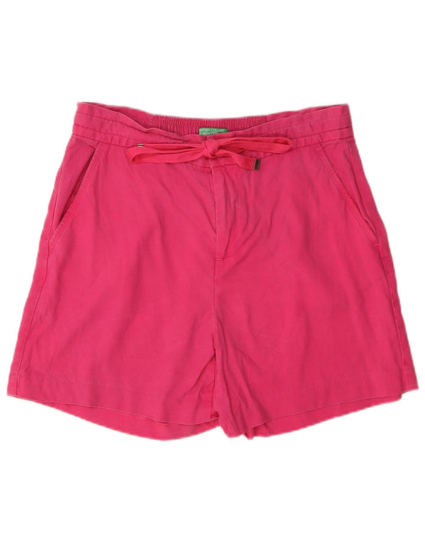 Shorts feminino casual de cintura alta Benetton médio W30 rosa Lyocell