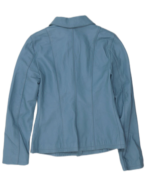 Camisa de couro feminina vintage IT 42 azul médio