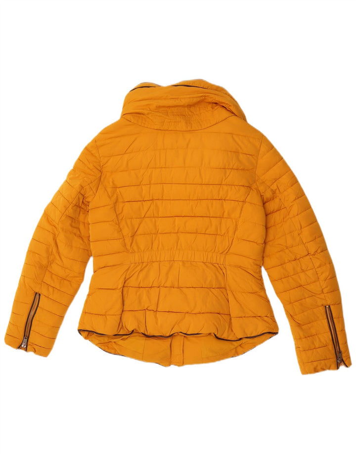 Jaqueta acolchoada com capuz feminina Zara UK 16 grande poliéster amarelo