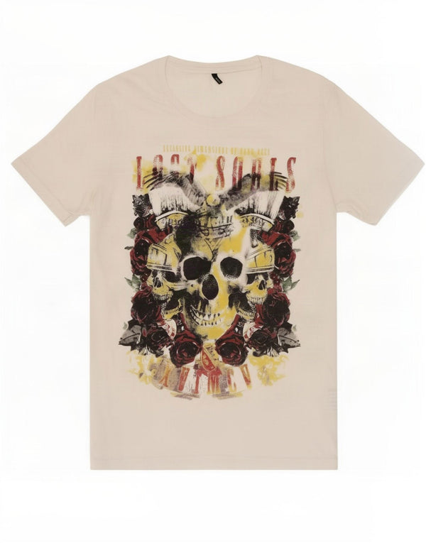 Camiseta gráfica masculina Benetton Top grande de algodão branco