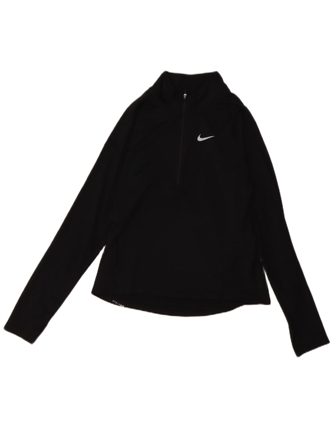 Nike Womens Dri Fit Zip Neck Pullover Treino Top Reino Unido 10 Pequeno Preto