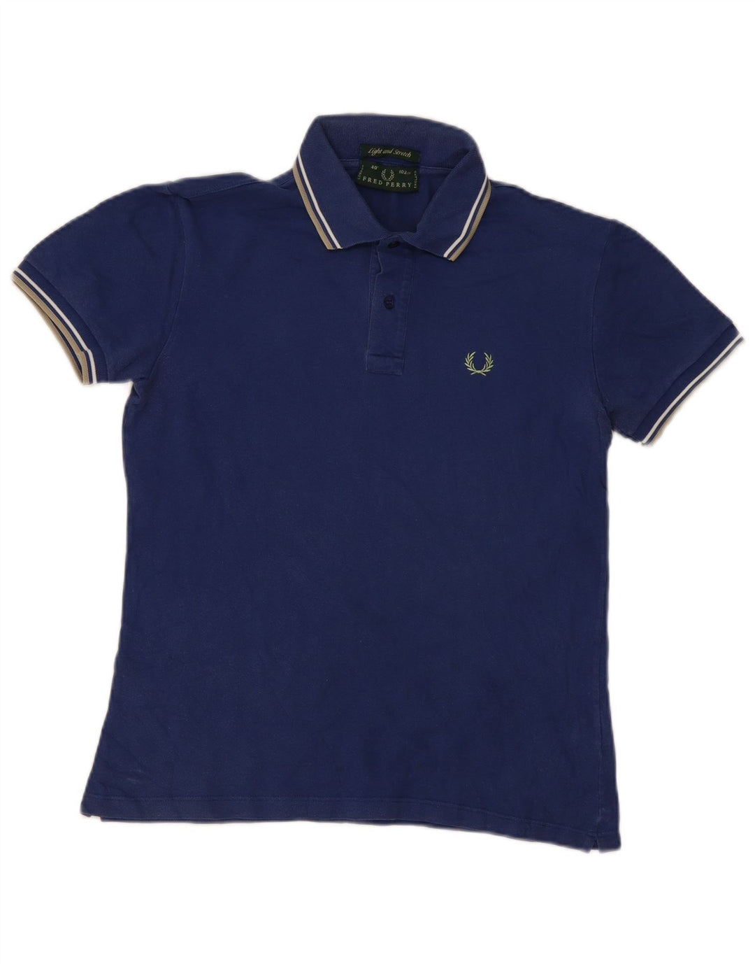 Camisa polo masculina Fred Perry pequena listrada azul marinho de algodão