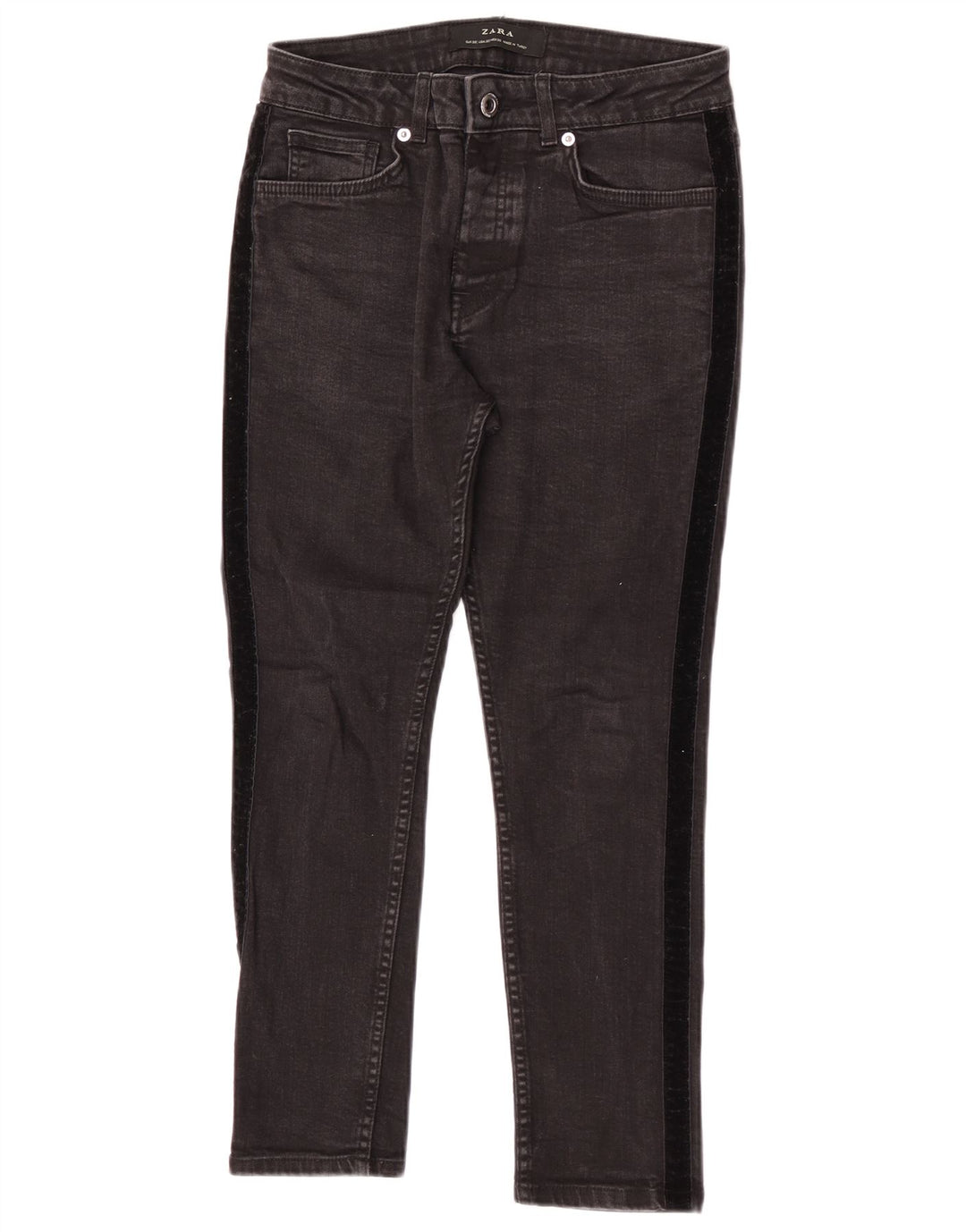 Zara Mens Jeans Cropped EU 38 Pequeno W30 L24 Preto Colorblock