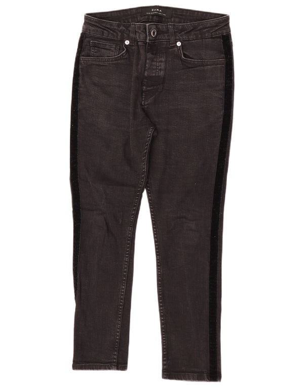 Zara Mens Jeans Cropped EU 38 Pequeno W30 L24 Preto Colorblock