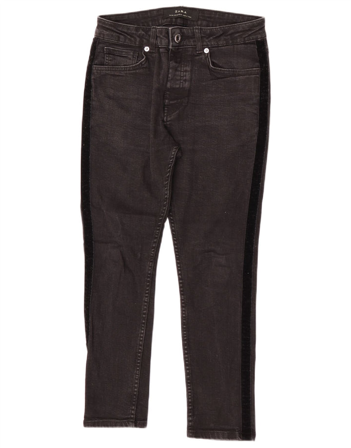 Zara Mens Jeans Cropped EU 38 Pequeno W30 L24 Preto Colorblock