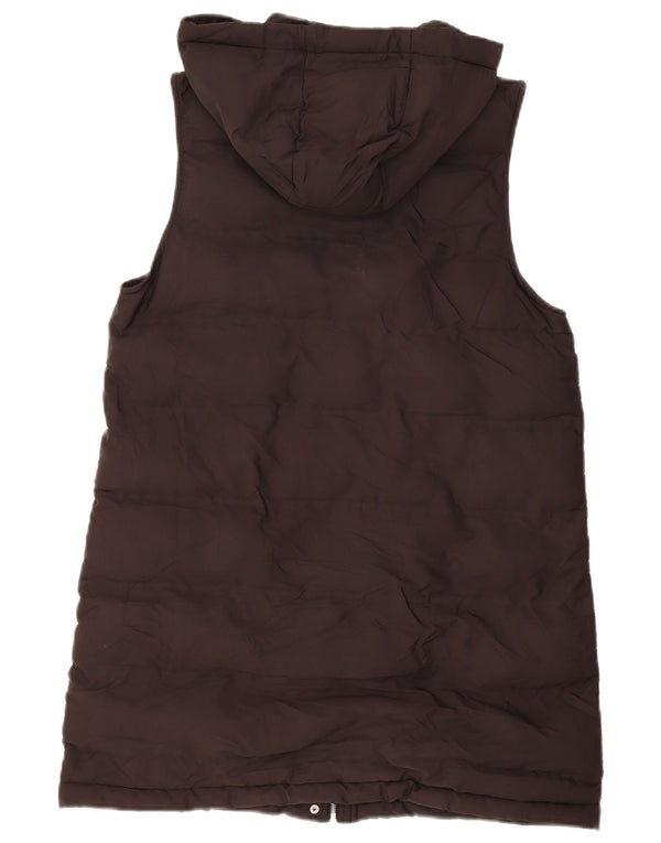 Zara Womens Longline Longline com capuz acolchoado Gilet UK 14 médio preto