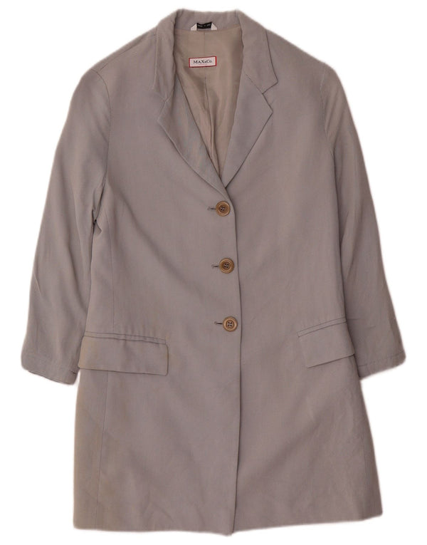 Jaqueta blazer feminina Longline com 3 botões da Max & Co. UK 10 Viscose cinza pequena