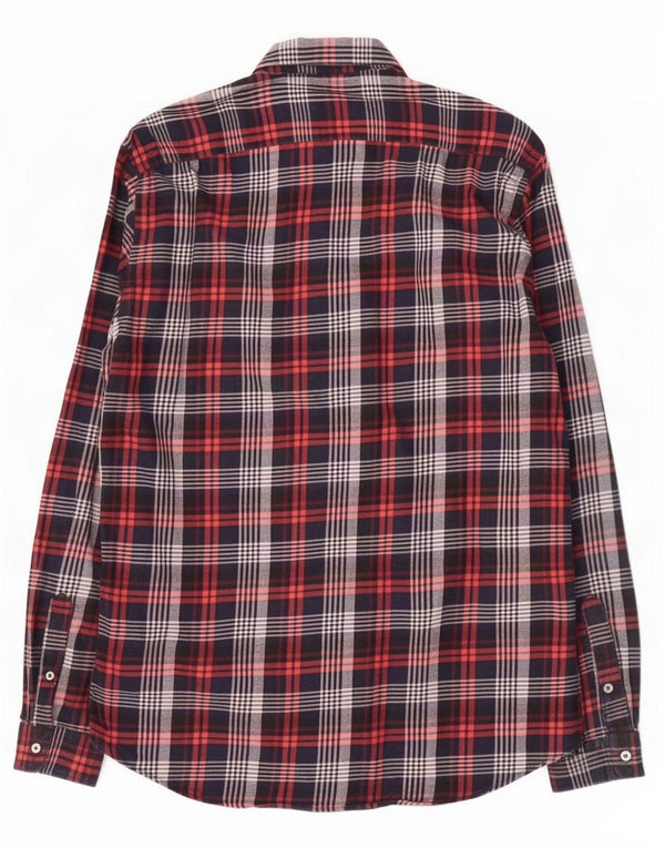 Zara Camisa masculina de flanela com ajuste relaxado grande algodão xadrez vermelho