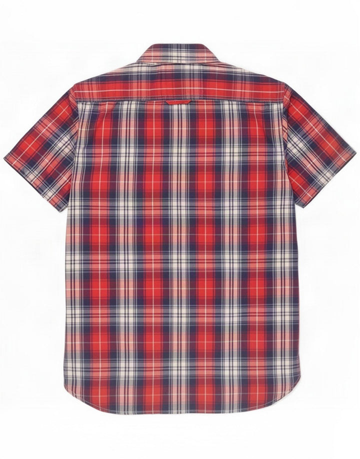 Camisa masculina de manga curta Superdry grande xadrez vermelho