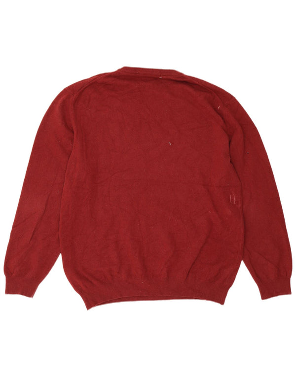 Suéter masculino Gant com decote em V 3XL lã Merino Borgonha