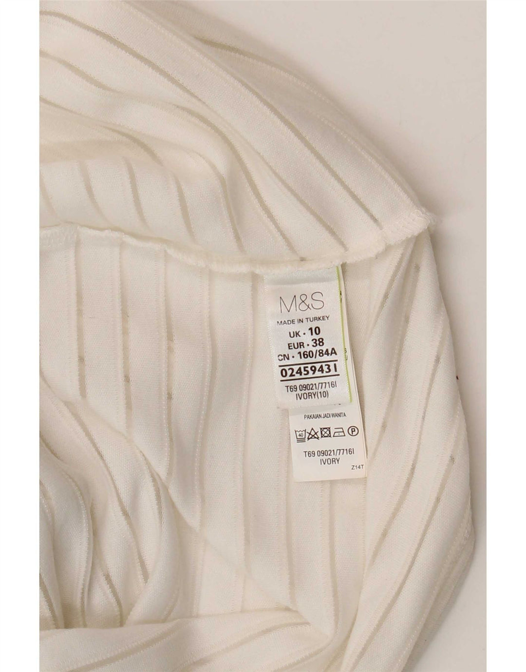 Top feminino Marks & Spencer manga comprida Reino Unido 10 listras brancas pequenas