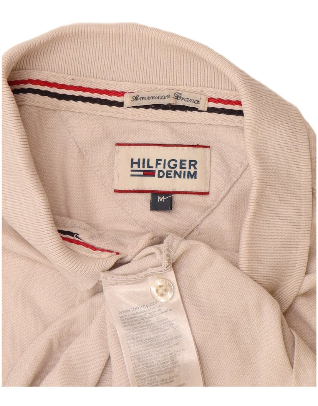 Camisa polo masculina TOMMY HILFIGER de algodão branco médio