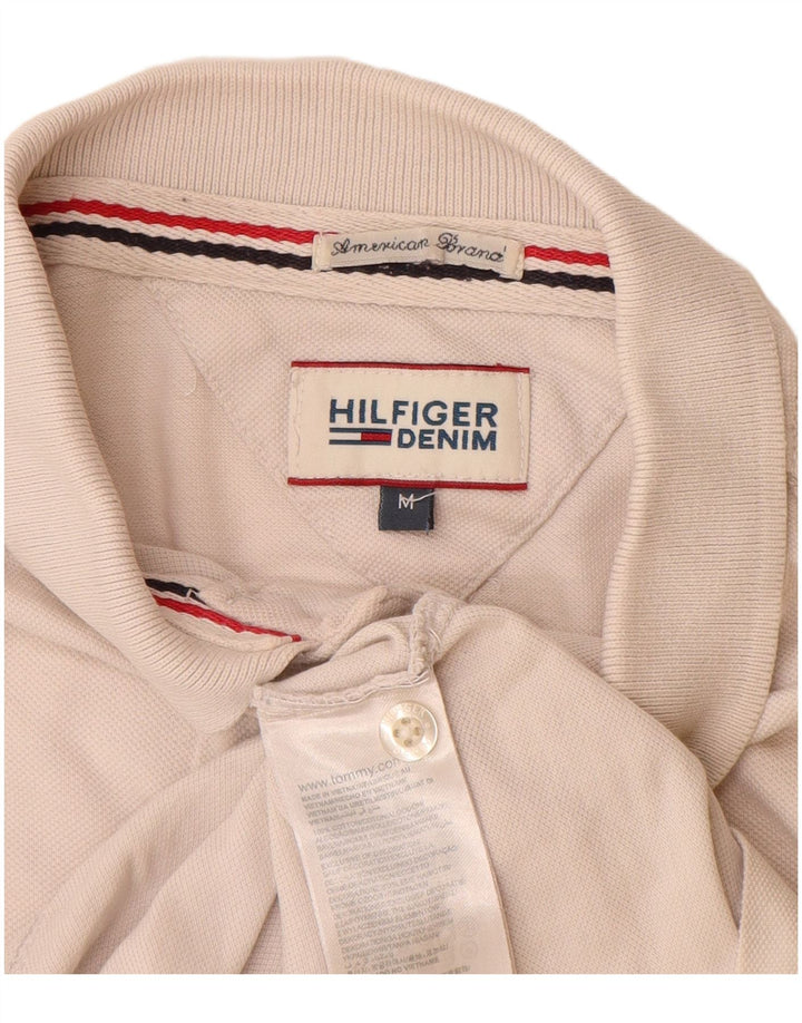 Camisa polo masculina TOMMY HILFIGER de algodão branco médio