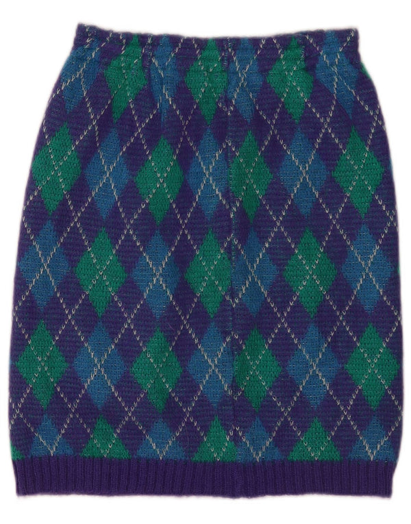 Saia lápis feminina vintage de malha IT 34 2XS W26 multicolorido Argyle/Diamante