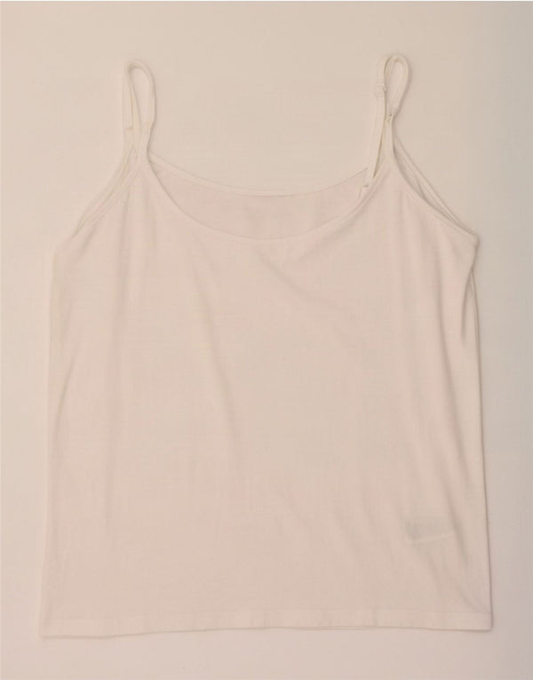 Fat Face Womens Cami Top UK 14 Grande Algodão Branco