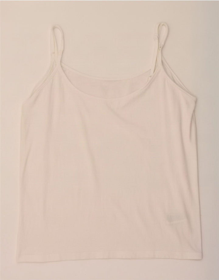 Fat Face Womens Cami Top UK 14 Grande Algodão Branco