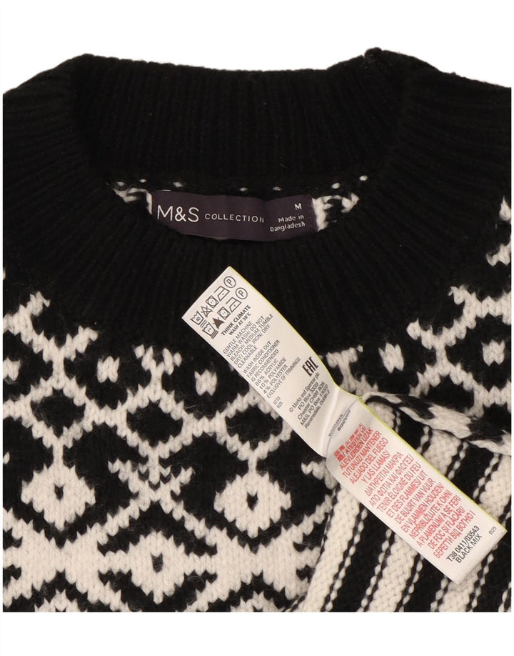 Suéter feminino Marks & Spencer com gola redonda Reino Unido 14 médio preto