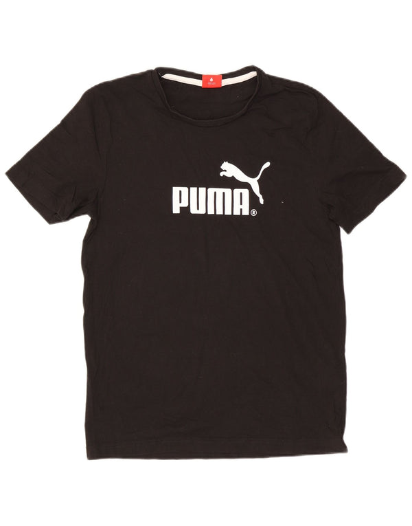 Puma Mens Graphic T-Shirt Top Pequeno Algodão Preto