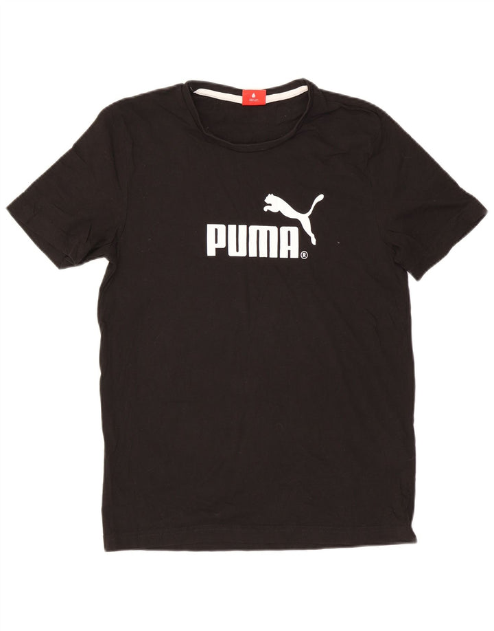 Puma Mens Graphic T-Shirt Top Pequeno Algodão Preto