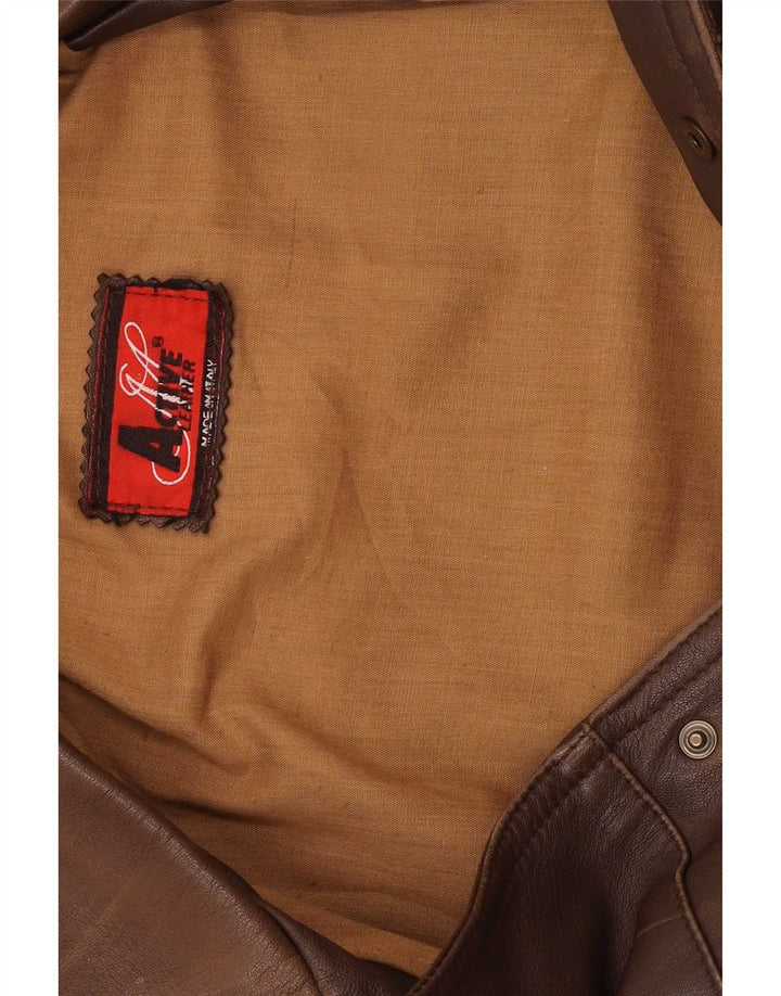 Jaqueta de couro masculina vintage UK 38 marrom médio