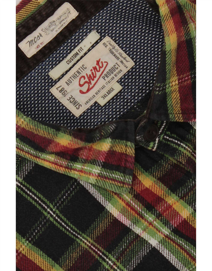 Marlboro Classics Camisa masculina de flanela xadrez personalizada 3XL preta xadrez