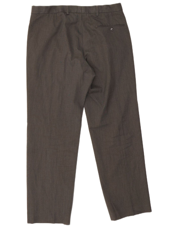 Calça masculina reta regular Marks & Spencer W34 L29 poliéster cinza