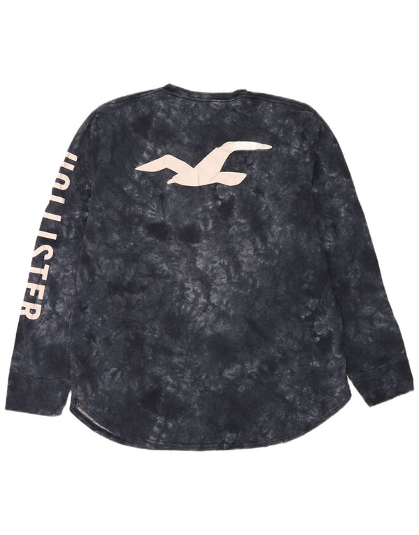 Top gráfico masculino Hollister de manga comprida XL preto tie dye algodão