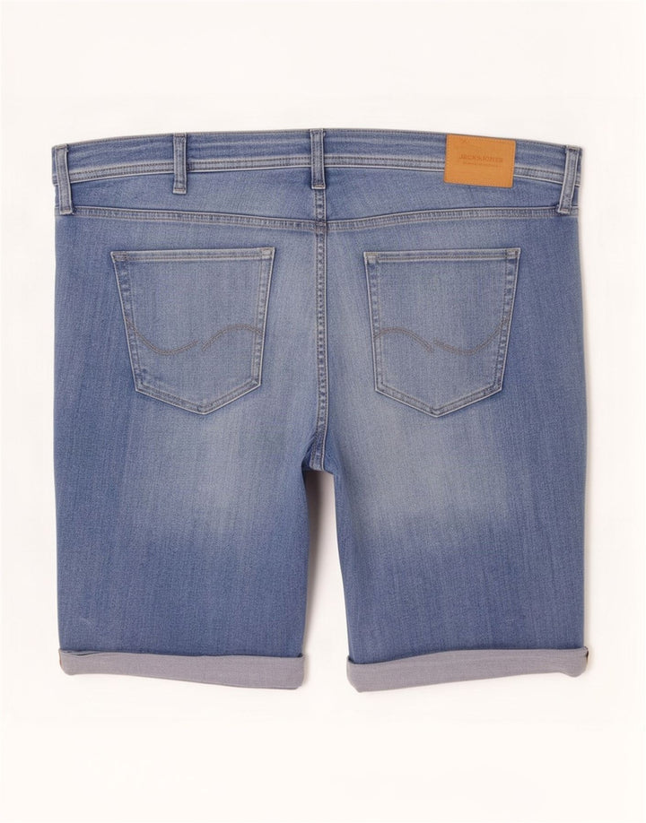 Shorts jeans regular masculino Jack & Jones desgastado W46 3XL algodão azul
