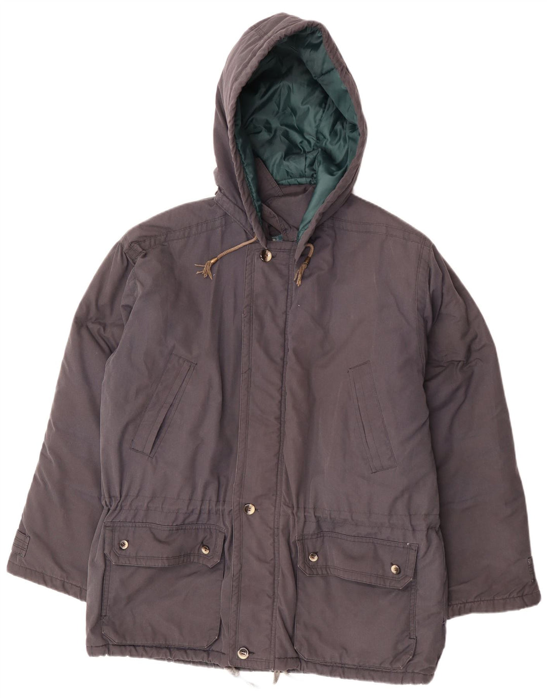 Casaco acolchoado com capuz masculino Leader UK 42 XL poliéster cinza