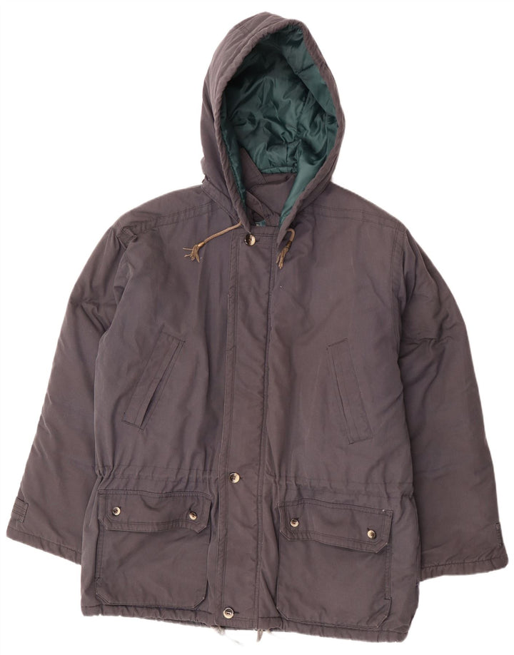 Casaco acolchoado com capuz masculino Leader UK 42 XL poliéster cinza