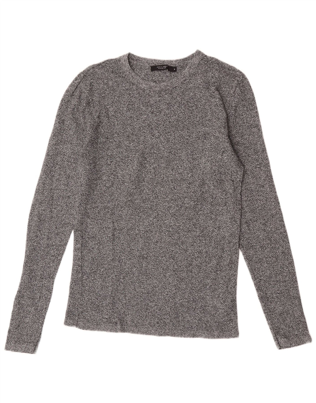 Jack & Jones Camiseta masculina manga comprida algodão manchado cinza médio