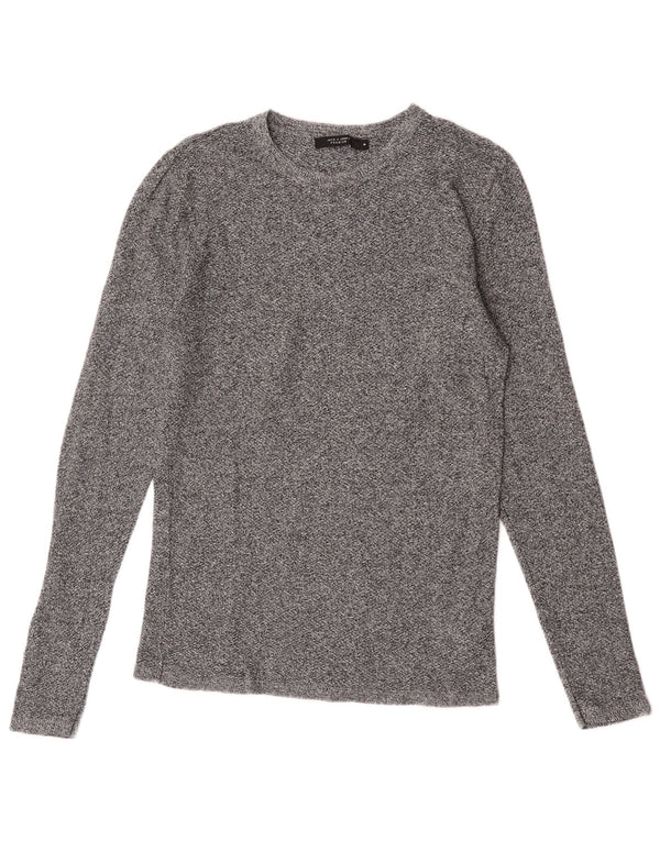 Jack & Jones Camiseta masculina manga comprida algodão manchado cinza médio