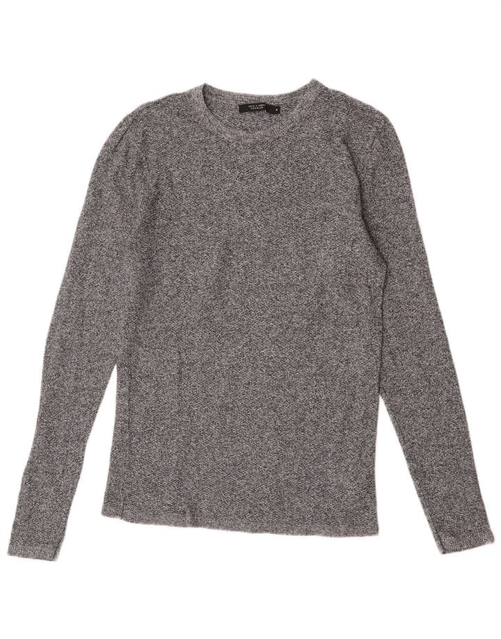 Jack & Jones Camiseta masculina manga comprida algodão manchado cinza médio