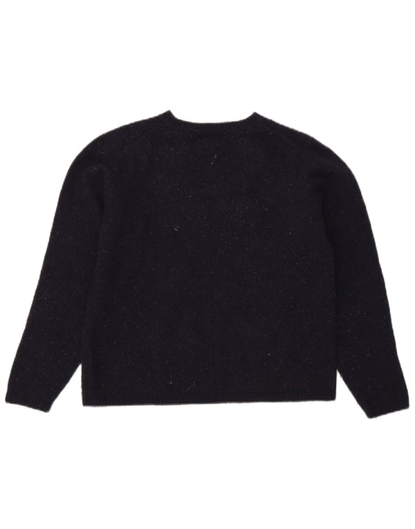 L.L.Bean Womens Boat Neck Jumper Sweater UK 12 Medium Navy Blue Wool