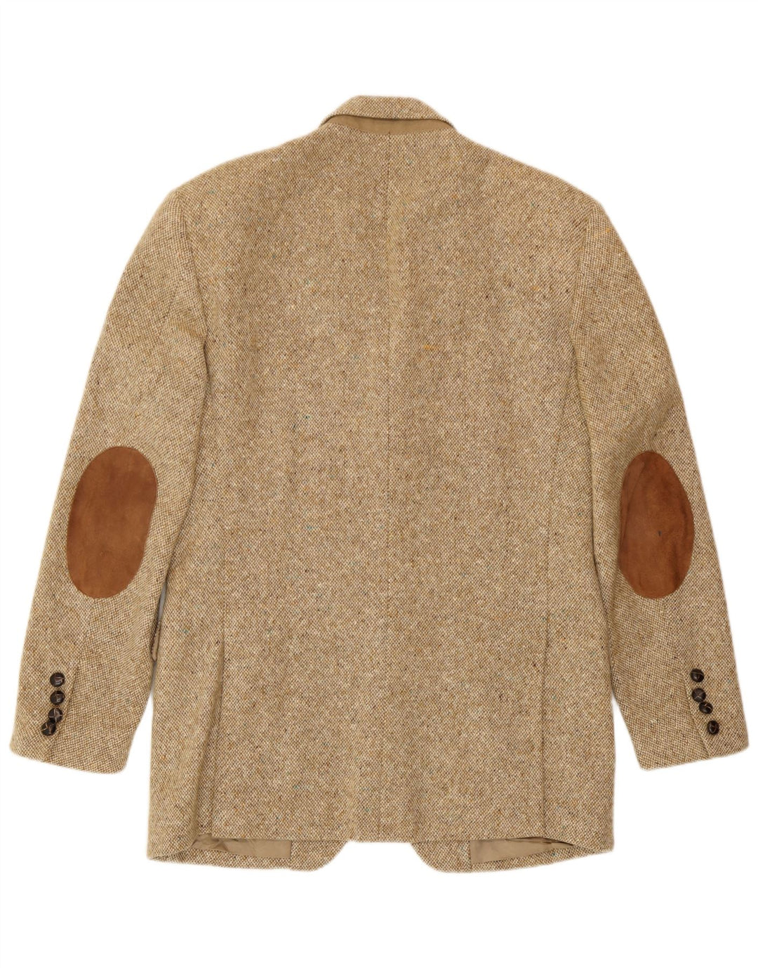 Jaqueta blazer masculina de 3 botões John Hanly&Co Ltd Reino Unido 38 bege médio salpicado