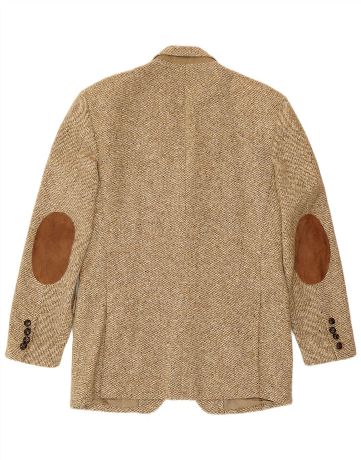 Jaqueta blazer masculina de 3 botões John Hanly&Co Ltd Reino Unido 38 bege médio salpicado