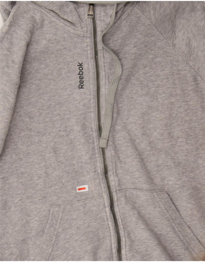 REEBOK Womens Zip Hoodie Sweater UK 14 Medium Grey Cotton Vintage Reebok and Second-Hand Reebok from Messina Hembry 