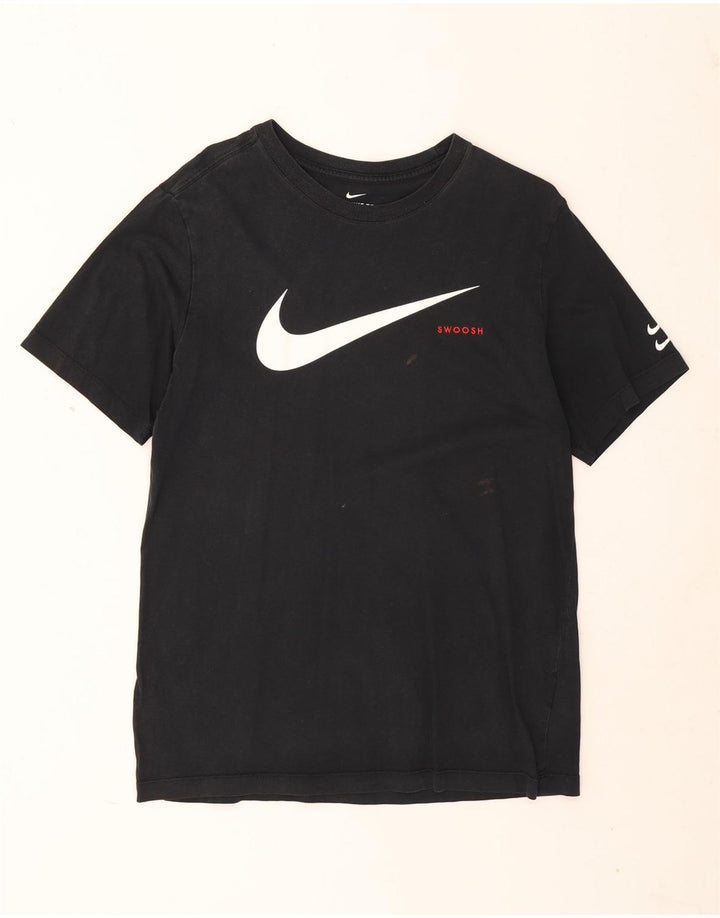Camiseta Nike masculina Swoosh gráfica top médio algodão preto