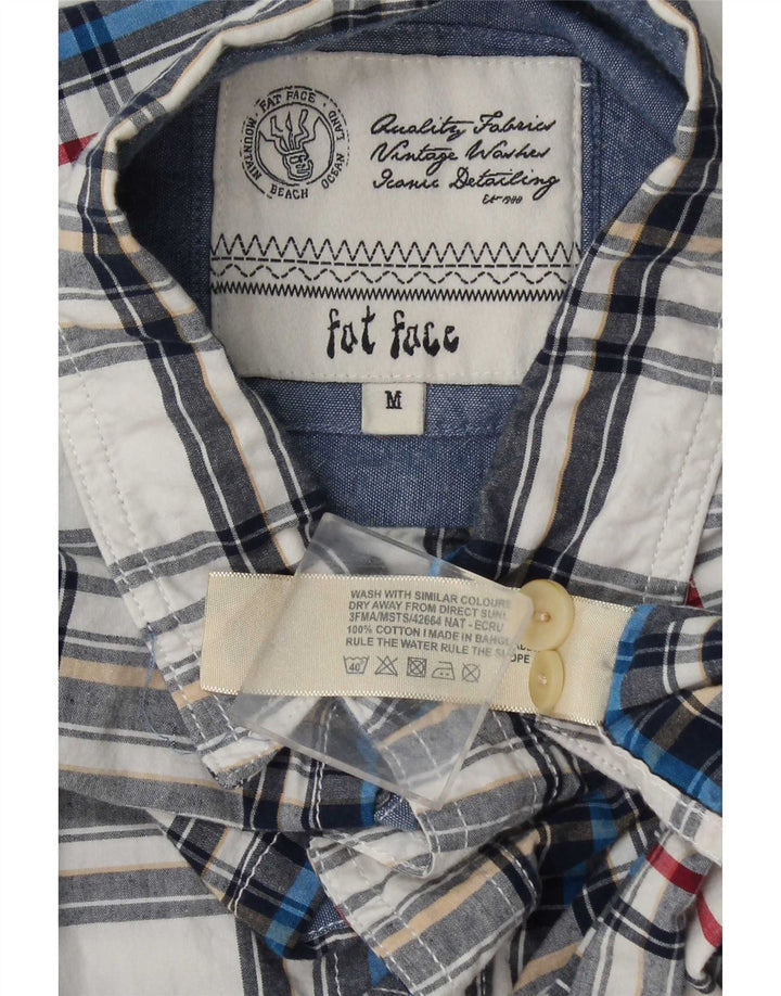 Camisa masculina Fat Face de algodão xadrez branco médio