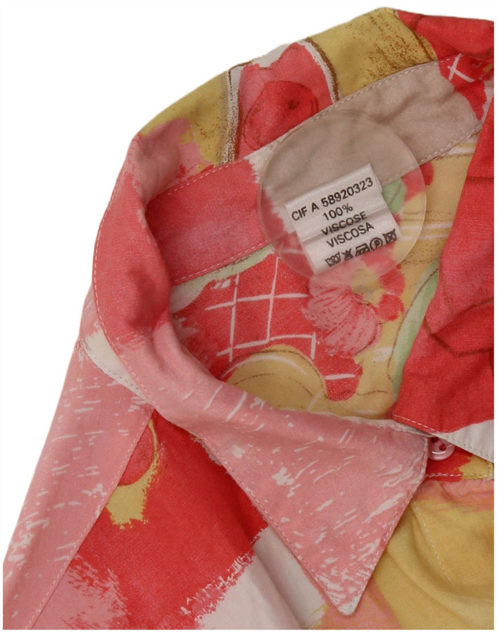 Blusa feminina vintage UK 18 XL viscose multicolorida