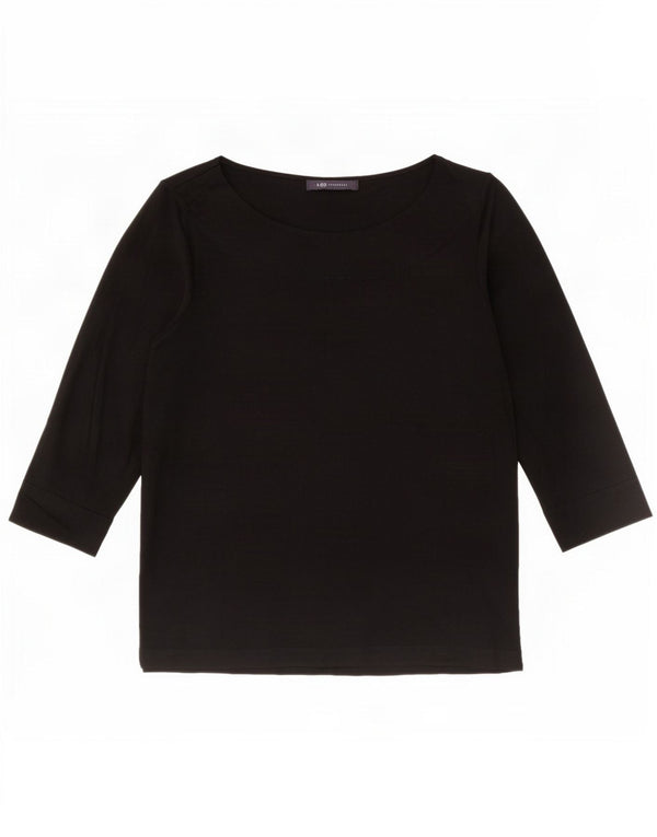 Top feminino Marks & Spencer manga 3/4 Reino Unido 16 grande viscose preta
