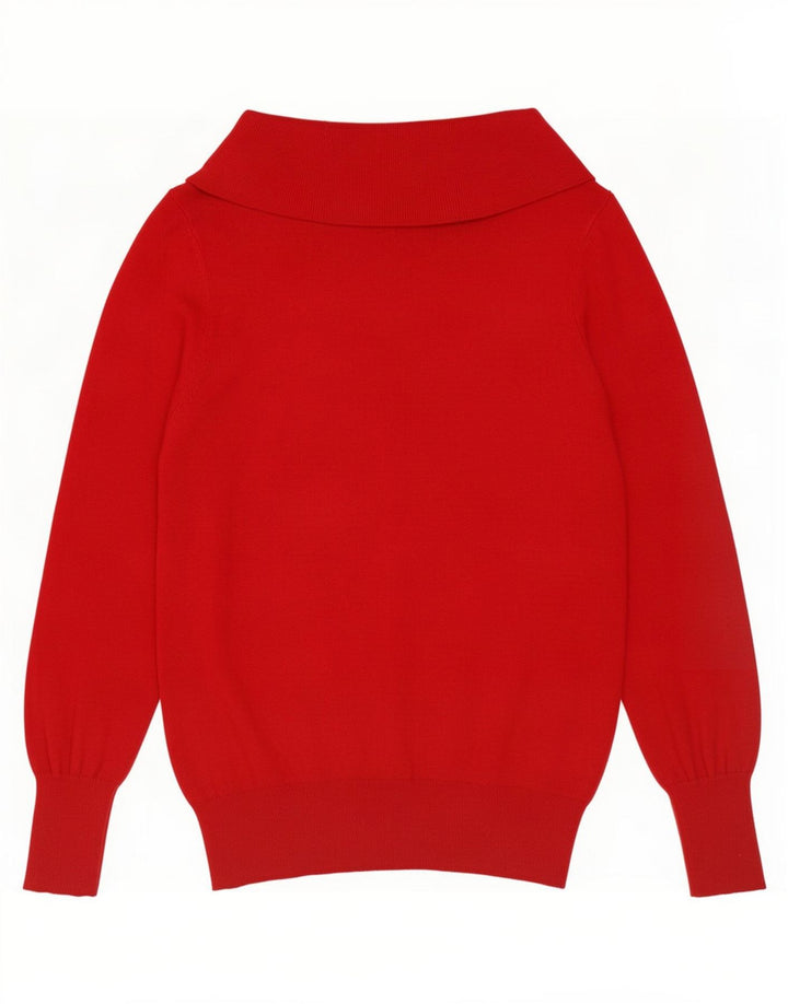 Suéter feminino Marks & Spencer com gola redonda Reino Unido 14 viscose vermelha média