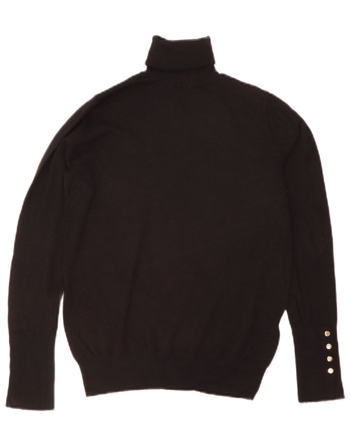 Suéter feminino ZARA com gola redonda e viscose preta média UK 12
