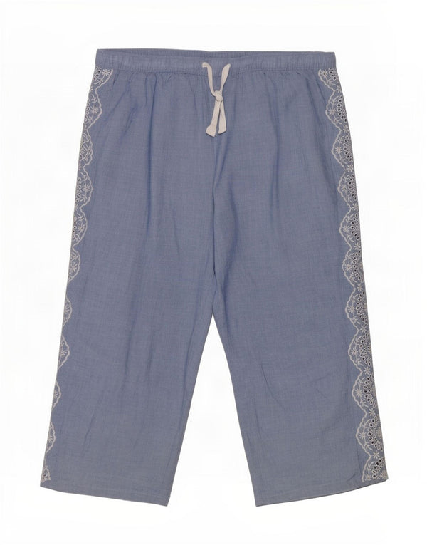 Calça capri feminina Marks & Spencer UK 14 grande W34 L22 azul