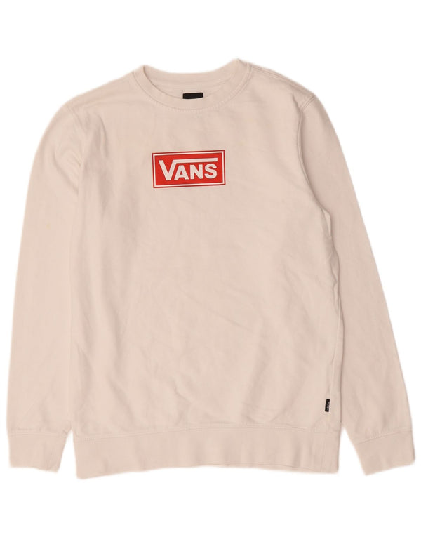 Vans Mens Graphic Sweatshirt Jumper XS Off White Cotton