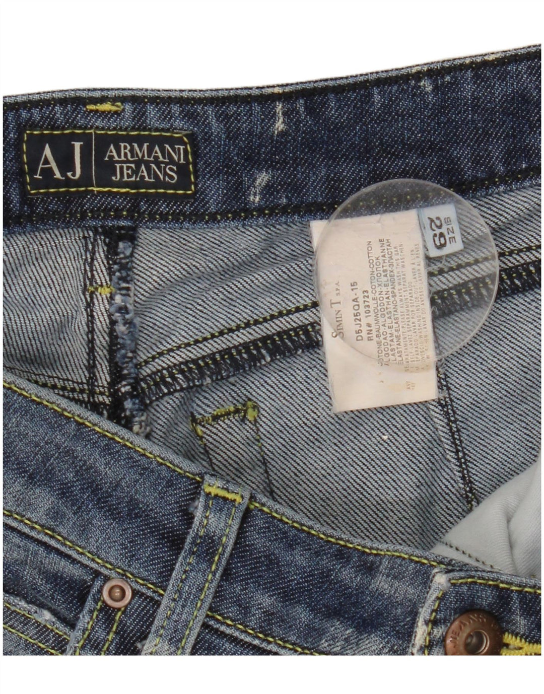 Armani feminino bootcut jeans W29 L30 azul algodão