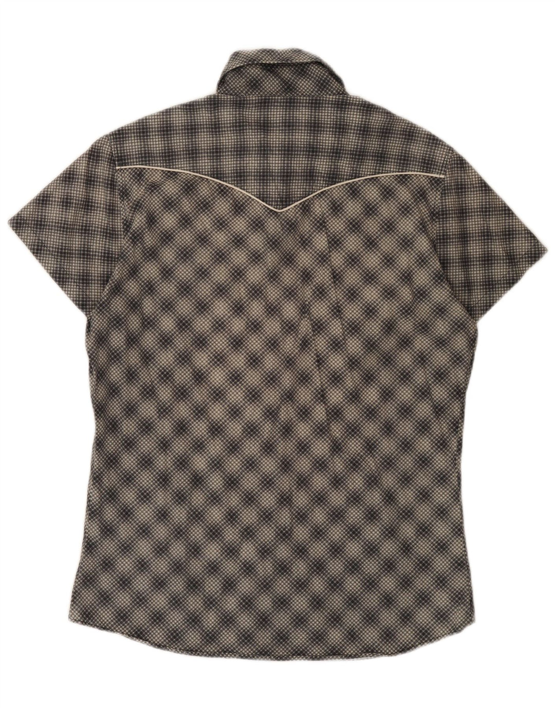 Camisa masculina de manga curta ENERGIE grande algodão xadrez cinza
